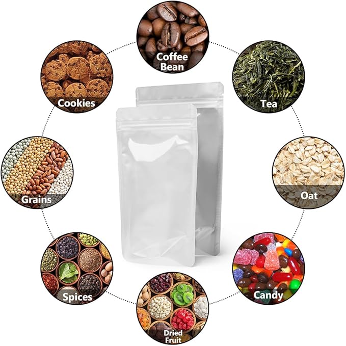LZLPACKING 100 Pieces resealable Mylar Bags with Clear Front Window,Smell Proof Edible Packaging,Stand up Pouches for Food Storage(black,5×8 Inch/12.7 x 20.3cm)