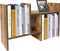 Meikuler Desktop Shelf Organizer, Adjustable Wood Display Desk Shelf, Office Storage Rack Tabletop Bookshelf Multipurpose Shelves for Home Decor, Office, Gifts (Brown)
