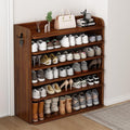 5 Tier Shoe Rack, Wooden Shoe Storage Cabinet, Large Capacity Tall Shoe Shelf Free Standing Shoe Rack Organizer for Closet Entryway Garage Bedroom, Brown