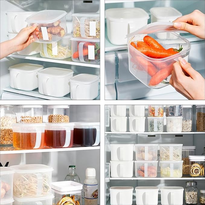 Cabilock 2-Pack Food Storage Containers with Handles Clear Plastic Fresh Box 5X5X5 Inches for Kitchen Organization Flour and Sugar Storage