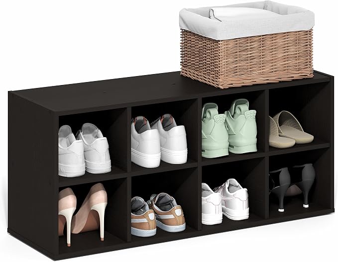 8-Cube Shoe Organizer, Stackable Shoe Rack, Shoe Storage, 11.7 x 35.9 x 15.6, for Office, Closet Entryway, Garage, Dark Oak