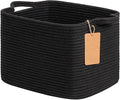 Goodpick Black Storage Basket for Shelves, Woven Baskets for Storage, Toy Baskets Storage Kids, Towel Basket with Handles for Living Room, Bathroom, 13 x 10 x 9 Inches