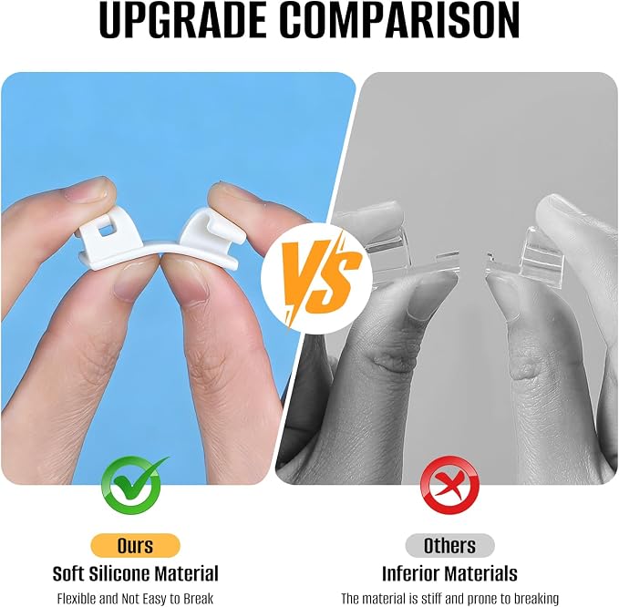 50 Pcs Self Adhesive Cable Clips,Upgraded Cable Management with Screw Hole,Strong Cord Organizer for Under Desk,Car,TV PC,Christmas Light Indoor/Outdoor-White M