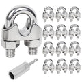 12 Pcs 3/8 inch Wire Rope Clips,Wire Rope Clamp,Cable Clamp | 304 Stainless Steel Smooth Rods for Industry, Metal Working Hobbies and DIY Craft