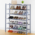 Smiry Long Bamboo Shoe Rack, 6 Tier Free Standing Wooden Shoe Organizer, Stackable Wood Shoe Storage Shelf for Closet, Entryway, 12 Vertical Slats, 2+2+2 Stack Standard Legs, 33.7"x11"x39", Grey