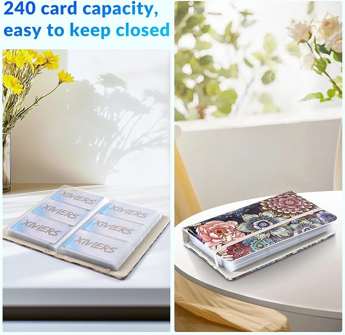Pu leather business card organizer， 240 Capacity business card holder organizer，Credit card holder for women and men