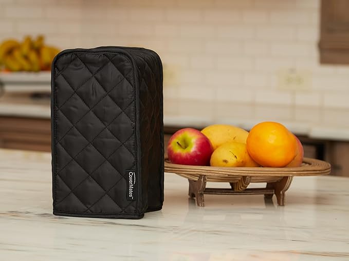 Covermates Keepsakes Square Appliance Cover – Quilted Kitchen Appliance Cover for Countertop Storage – Dust Protection – Stain Resistant – Washable – Slip-On Appliance Design, Black