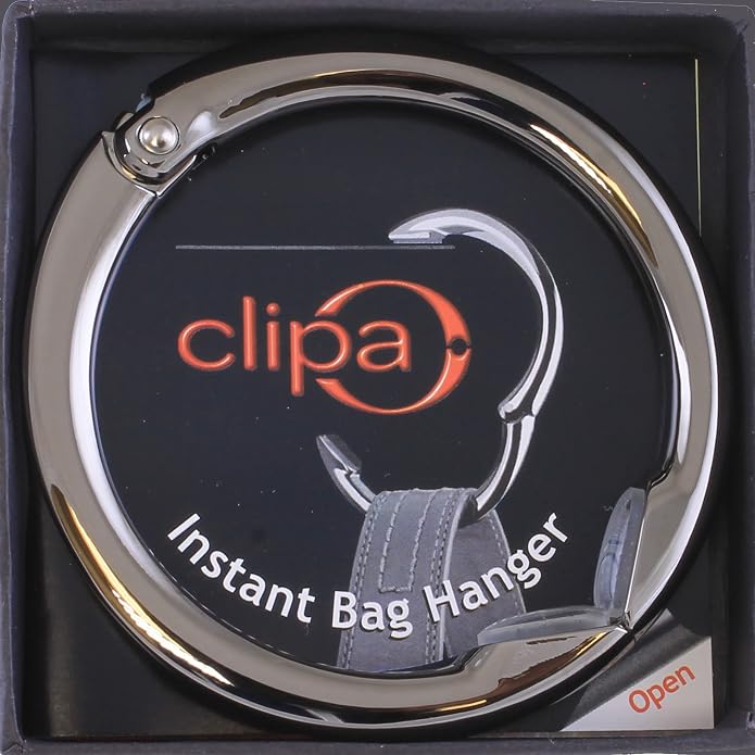 Clipa Bag Hanger Collection, The Ring that Opens into a Hook, Auto Closes | Holds 15 kg, Needs only 10mm to Hang a Hand Bag, Easy to Use with One Hand, The Instant Bag Hanger, 3 yr Warranty