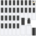 Roshtia 30 Pcs Glass Spray Bottle Clear Empty Bottles Small Refillable Reusable Perfume Bottle with Fine Mist Sprayer Pump for Face Body Travel(1.69 oz,Black)
