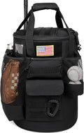Baseball Bucket Bag 6 Gallon Tactical Softball Coaches Bag with Padded Seat | Baseball Bucket Cover Organizer for Training Equipment, Balls, Bat, Gloves, Scoreboards, with Shoulder Strap