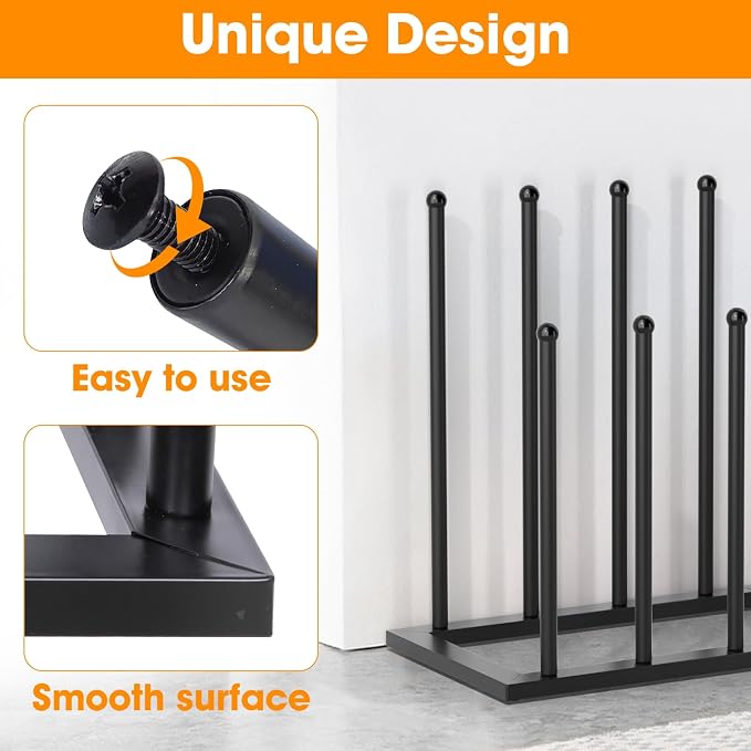Urban Deco Free Standing Shoe Racks, Boot Organizer for Tall Boots, Black Metal Boot Rack Fit for 6 Pairs, Shoe Organizer for Dorm Room, Closet, Entryway (Black-6pairs)