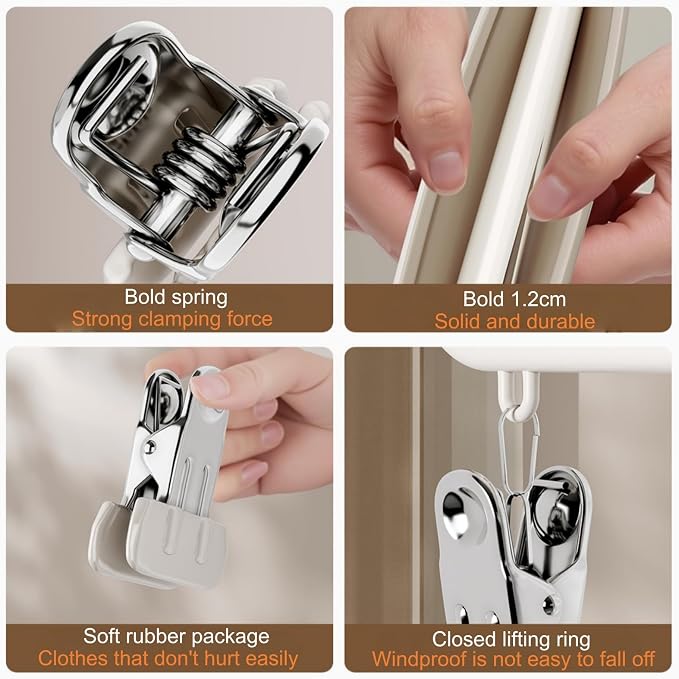 ANIS・KEBBR 16 Clips Windproof Pants Hanger Green Space Saver Closet Organizer for Leggings Scarves Underwear