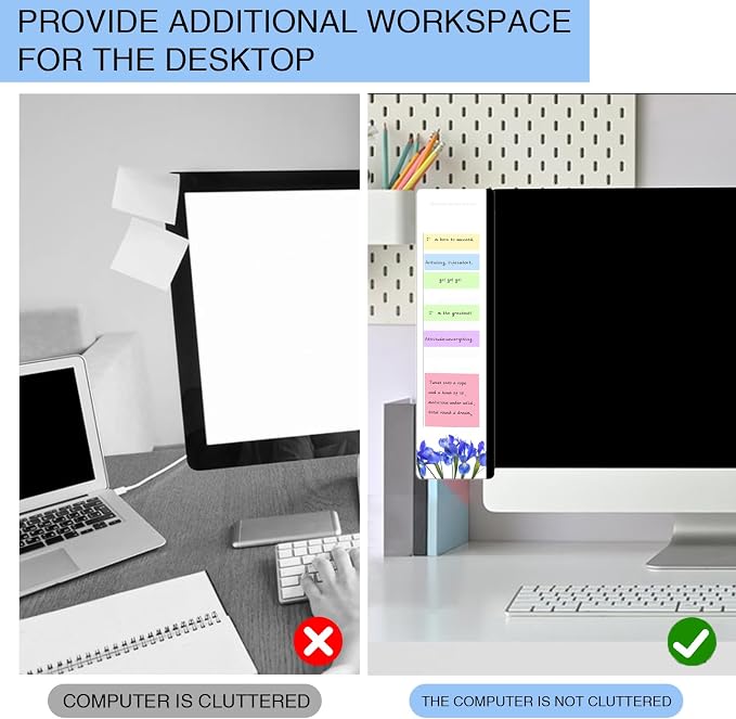 Office Desk Accessories 2pcs Multifunction Computer Monitor Memo Board - Transparent Computer Side Panel Memo Creative Monitor Side Panel Suitable for Office Home Desktop (Monitor Memo Board8#)