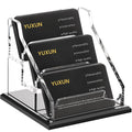 YUXUN Black Business Card Holder for Desk-3 Tier 3 Slot, Acrylic Business Card Holder for Women Men, 150+ Business Cards Display Stand, Multiple Business Card Display for Exhibition, Home, Office