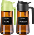 Olive Oil Sprayer & Dispenser for Cooking, 16oz Dark Glass Oil Mister, 2PC | 2-in-1 Oil Sprayer & Pourer, Fine mist, Light-Blocking, Wide Mouth for Easy Refill & Clean, 8 Oil Labels, Reusable