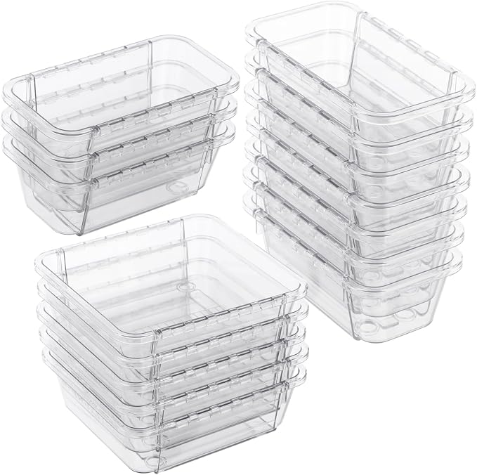 15 Pcs Extendable Clear Bathroom Drawer Organizer Trays 2-Size Adjustable Vanity Storage Box for Makeup Cosmetic Bedroom and Gadgets