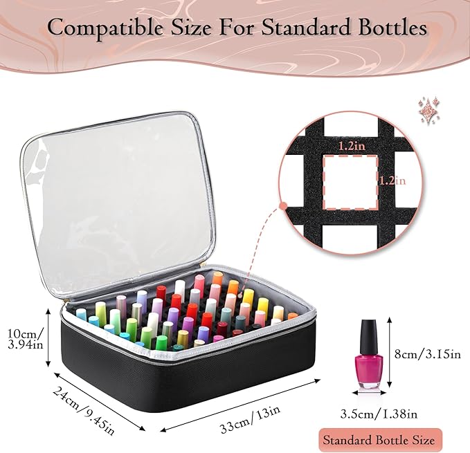 YOREPEK Extra Large Nail Polish Organizer Case for 96 to 100 Bottles (15ml) | Gel Polish Travel Case Bag with 2 Removable Pouches Fits Nail Supplies, Gel Nail Kit, UV lamp, Manicurist Nail Tech Gifts