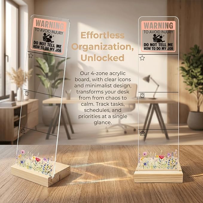 Sticky Notes Monitor Memo Board with Removable Wooden Base Warning Do Not Tell Me How to Do My Job Funny Office Quote Message Board Portable Sticky Note Holder Humorous Desk Decor and Gift
