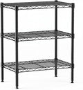 DUMOS 3-Tier Metal Storage Shelves, 23" W Wire Adjustable Standing Storage Rack Shelf, Heavy Duty Steel Shelving Unit Organizers for Kitchen Bathroom Pantry Garage, 23.1" Wx13.4 Dx30 H