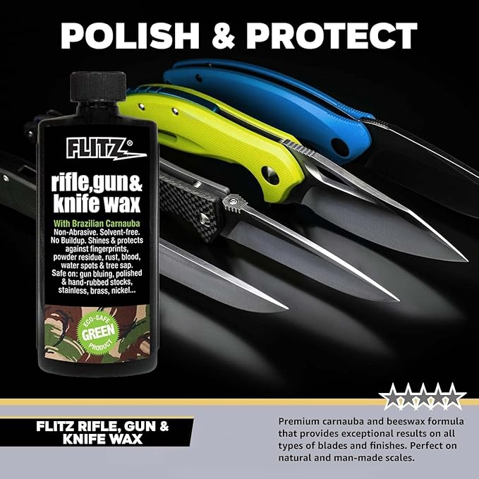 Flitz Rifle, Gun, Knife Wax - 7.6oz Bottle of USA-Made, Premium Beeswax & Carnauba Wax to Polish, Protect, & Remove Water Stains, Fingerprints, Rust - Non-Abrasive, Water-Based Gun Stock Wax (3 Pack)