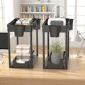 2 Pack Under Sink Organizer, 2 Tier Cabinet Organizer for Bathroom & Kitchen with Sliding Basket, Multi-Purpose Under Sink Organizers and Storage, Black