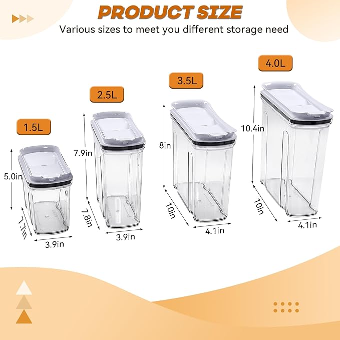 FreshKeeper Food Dispenser Set, Airtight Food Storage Container with Lid 1.5L,2PCS BPA-FREE Plastic Pantry Organization Canisters for Nuts Quinoa Coffee and More Dry Food in Kitchen