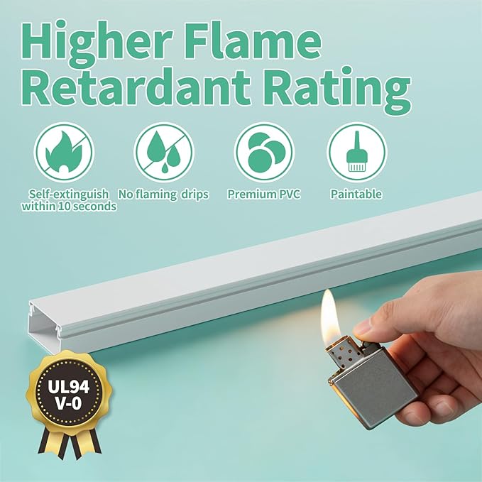 Delamu Cord Hider, 100in Self-Adhesive Cord Cover Kit for Wall Mounted TV, Paintable Wire Hider, Flexible Cable Management System, Cable Raceway Conceals 3-4 Wires, W1.18 H0.60in, White