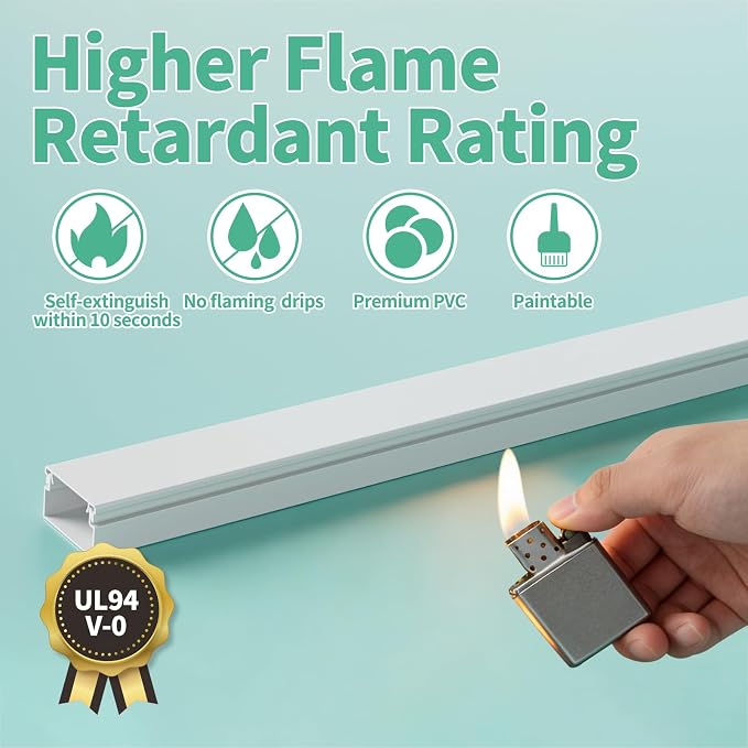 Delamu Cord Hider, 100in Self-Adhesive Cord Cover Kit for Wall Mounted TV, Paintable Wire Hider, Flexible Cable Management System, Cable Raceway Conceals 2-3 Wires, W0.95 H0.55in, White