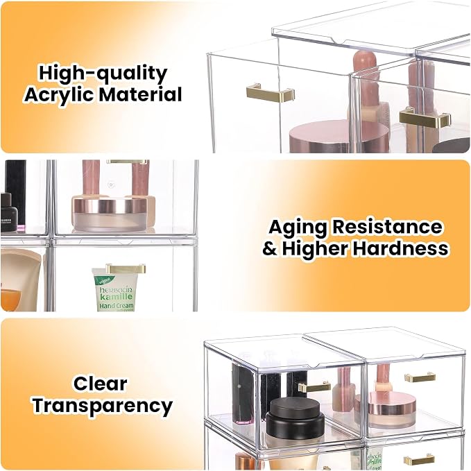 LALOBLUE Stackable Clear Acrylic Drawer Baby Bottle Makeup Organizer | Acrylic, Holds Baby Bottles, Makeup, Cosmetics, Stackable Clear Drawer Organizer, Cabinet and Pantry Organization Bins