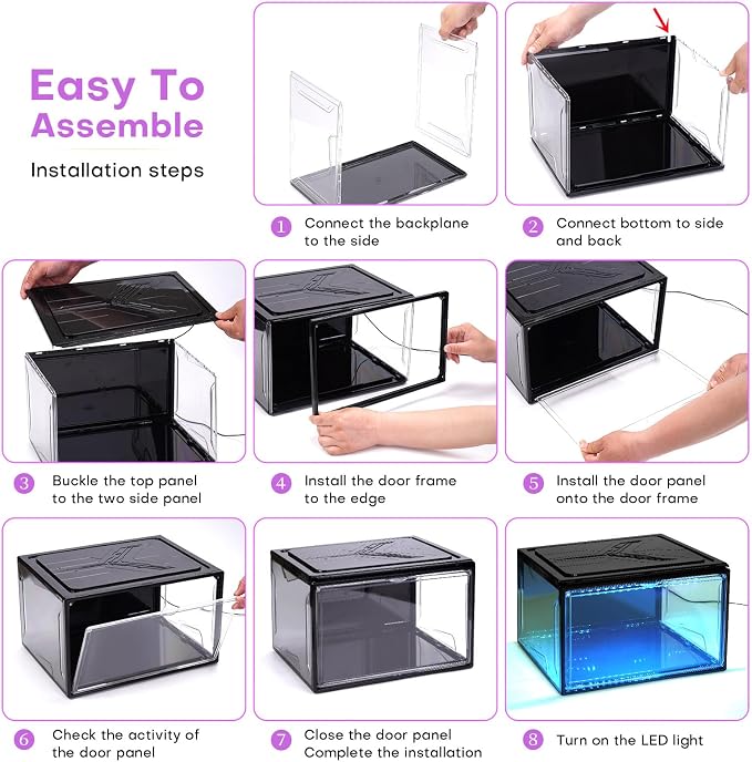 Oltraman LED Smart Shoe Boxes Display Case, Stackable Storage Organizers