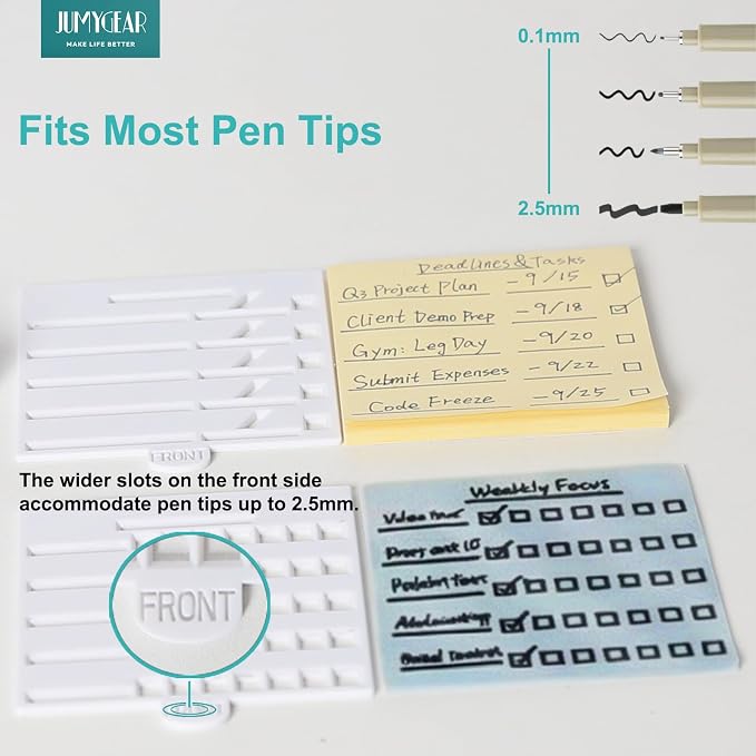 Sticky Note Stencil and Holder Compatible with 3x3 Post-It Notes | Upgraded 5-in-1|Sticky Note Holder with 5 Templates|Office Desk Decor|To-Do List, Checklist, Plan, Schedule