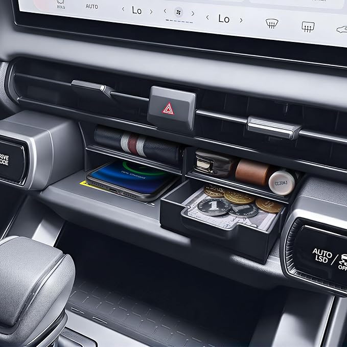 EDBETOS Center Console Organizer for 2026 Toyota RAV4 Accessories w/Drawer | for 2026 RAV4 Under Screen Storage Tray Divider 4 Compartment Console Organizer for Wireless Charging Area, ABS Insert