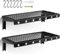 Floating Wall Shelves Set of 2, Black Floating Shelves,Wall-Mounted Bookshelf,Mesh Panel, Used in Living Room, Kitchen, Bathroom, Garage,Folding with Hooks.