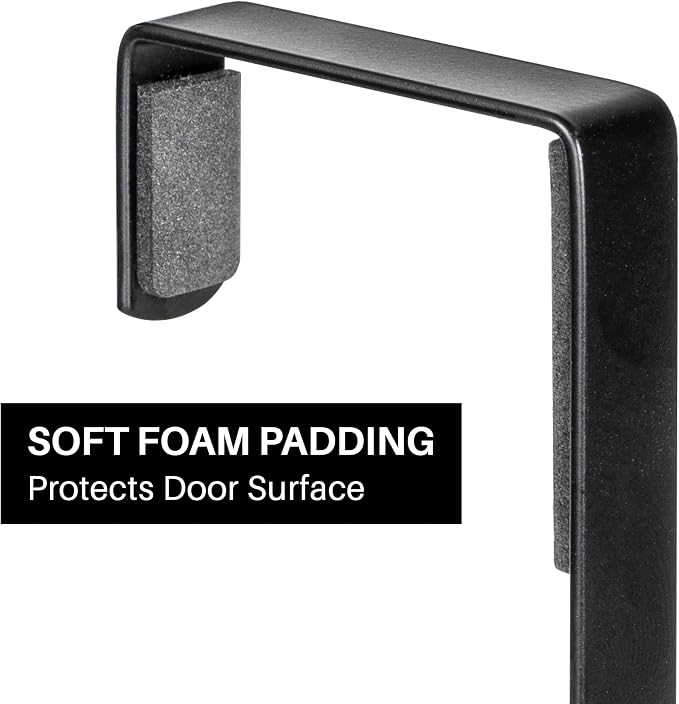 LYNK Professional® Home™ Over the Door Hooks - 5 Hook – Over the Door Coat Rack - Over the Door Hanger - Hanging Towels or Clothes - Bathroom, Bedroom, Laundry Room - Lifetime Ltd. Warranty, Black