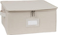 Covermates Keepsakes Zip-Top Storage Box Set, 3 Pack Heavy Duty Polyester Organizer Bins, Stackable Design, ID Window, Reinforced Handles, Closet Home Storage, Beige Heather