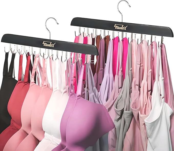 2 Pack Tank Top Hangers Space Saving, Bra Hangers for Closet Organizer, Bra Organizer for Closet, Space Saving Organizers and Storage for Dorm & Apartment for Tankto (Black)