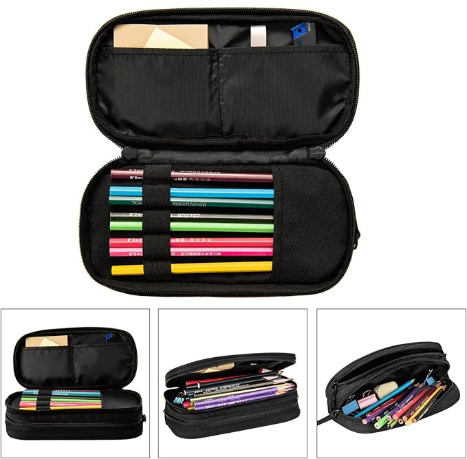 Perinsto Liquid Marble Texture Pencil Case Big Capacity Multi Compartment Stationery Box Pencil Pouch Holder Desk Organizer For School Office Home