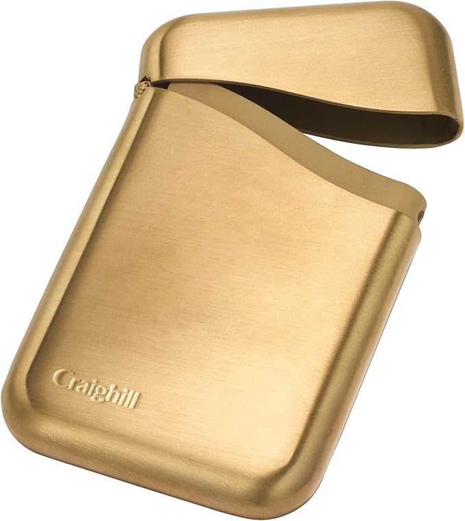 Craighill Summit Business Card Case - Front Pocket Card Holder for Men & Women, Slim & Stylish, Fits Cash, Credit & Business Cards, Solid Metal Construction - Vapor Brass
