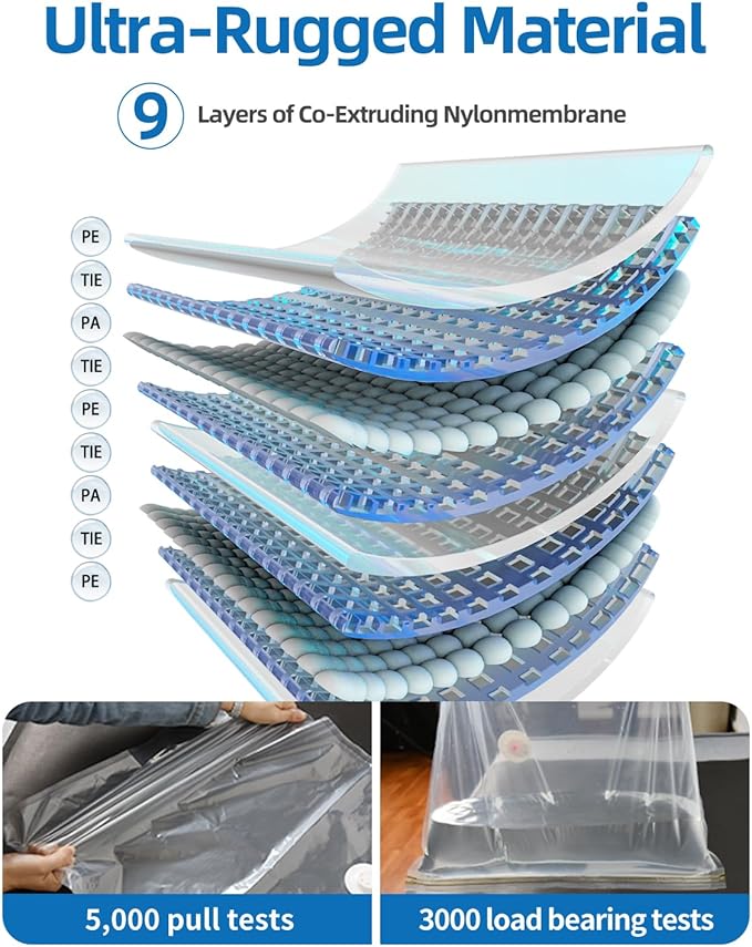 Vacuum Storage Bags for moving, Vacuum Seal Bags for Memory Foam, Latex, Clothing & Bedding, Space Saver Bags for Organization and Storage (XXX-Large)
