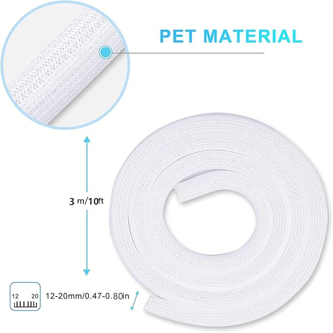 AGPTEK Cable Sleeve, 25ft - 4/5 inch Cable Management Desk Cord Cover Organizer Wire Hider for Home Office Computer TV Wire Loom Tubing Pet Proof Cord Protector from Cat Dog Chewing, White