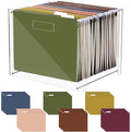 Dispowreath 24 Hanging File Folder with Acrylic Organizer for Letter/a4 Size Desktop Clear File Storage Box with Handles for Home Work Office Use(Neutral,Classic)