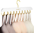 Bra Hanger for Closet Organizers and Storage | Space Saving Wooden Hanger | 20 Steel Hooks for Tank Tops, Camis, Hats, Lingeries, Belts, Ties, Scarfs Holder| 360° Rotating Non-Slip (1, White)