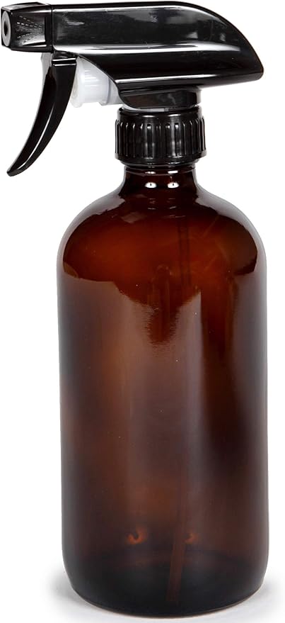 Vivaplex 16 oz Amber Glass Spray Bottles with Black Trigger Sprayers - 6 pk