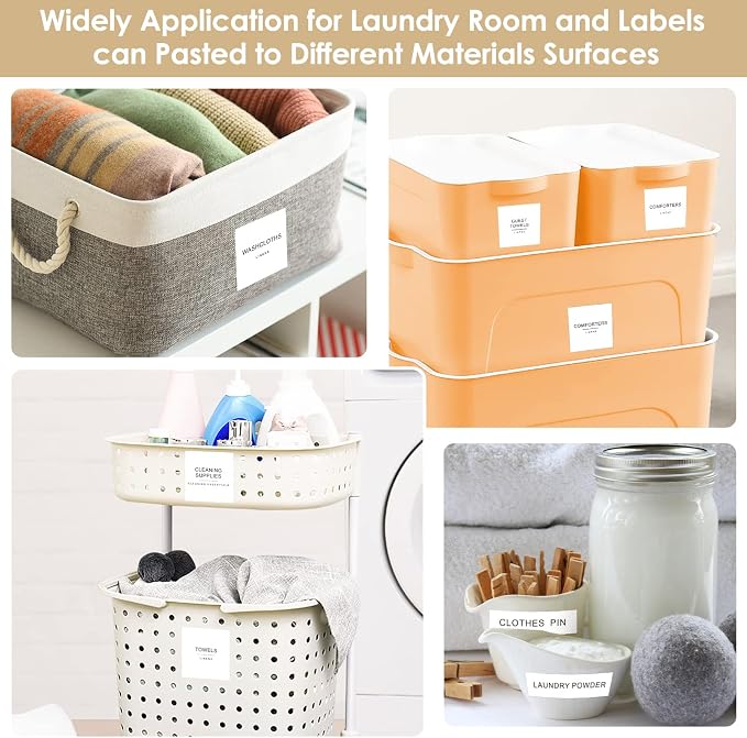 Cludoo 372 PCS Preprinted Minimalist Home Laundry Bathroom Labels for Organizing with DIY Blank Labels, Waterproof Oil Resistant Stickers for Bathroom Laundry Home Beauty Organization Supplies Labels