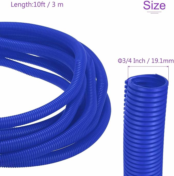 DMiotech 10ft Wire Loom Split Tubing 3/4 Inch(19.1mm) ID, Cord Protectors from Pet Flexible Conduit Cable Management for Office Home Garden, Blue