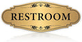 Restroom Sign Sticker for Business & Home, Self-Adhesive Brushed Gold | Elegant Bathroom Signs for Door, Durable & Waterproof Unisex Restroom Signage for House Toilet, Office, Store, Shop