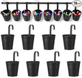 8 PCS Black Metal Pencil Holder with Pipes Back to School Hanging Iron Small Pails Stationery Crayon Organizer First Day of School Black Buckets Classroom Pencil Holder for Students Crafts Party Favor