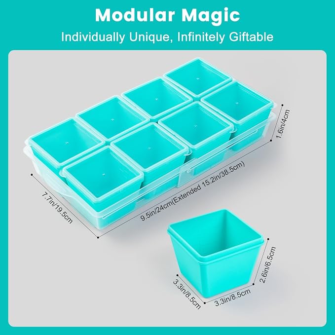 Gemice 1-Cup Silicone Freezer Molds with Lids & Base, Individual 8-Pack | Oven & Dishwasher Safe, BPA-Free Soup Portion Cubes Trays, Freezer Containers for Food Storage
