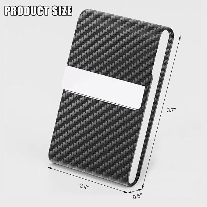 2Pack Leather Stainless Steel Business Card Holder, Metal Slim Business Card Case for Women or Men, Pocket Business Card Carrier with Prints, Magnetic Closure, RFID Blocking