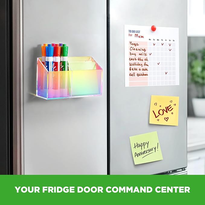Magnetic Dry Erase Marker Holder for Whiteboard, Acrylic Magnet Pen Holder for Refrigerator Fridge,Marker Holder for Classroom Teacher,Pencil Cup,Office Accessories,Locker Organizer(Colorful)